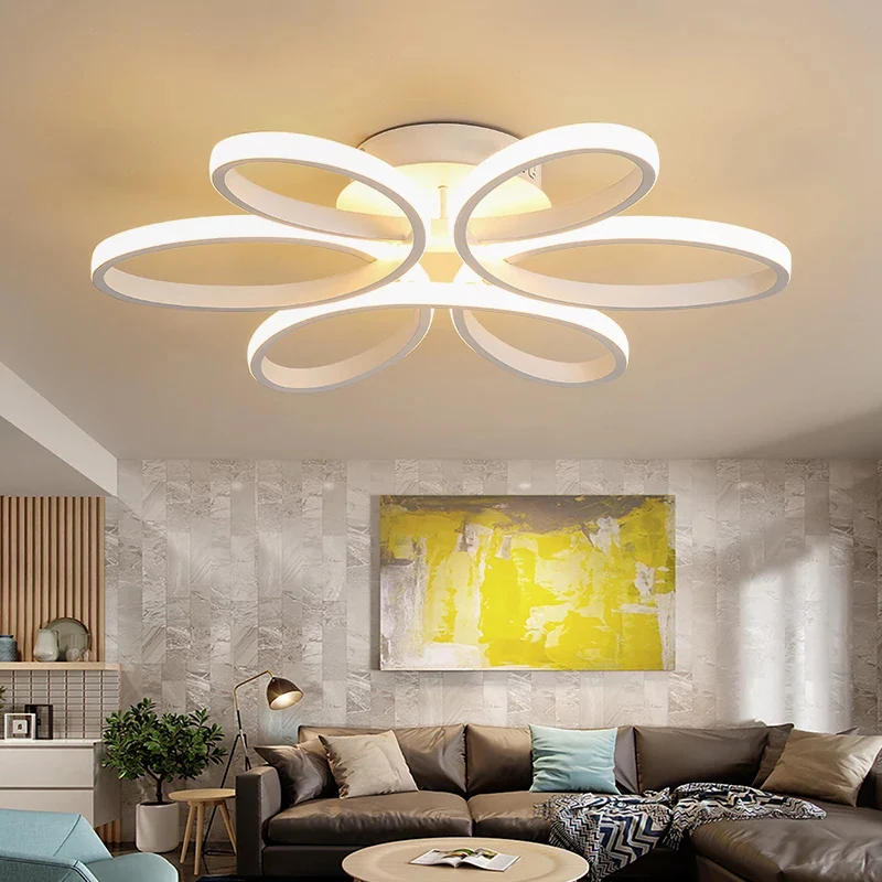 Flower LED semi-inbouw moderne stijl acryl woonkamer plafondlamp wit Clearhalo