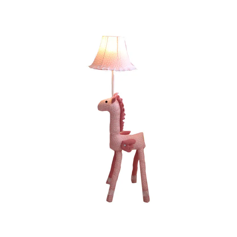 Flying Horse vloerverlichting cartoon 1-lichts staande lamp voor kinderkamer met tonvormige lampenkap roze Clearhalo