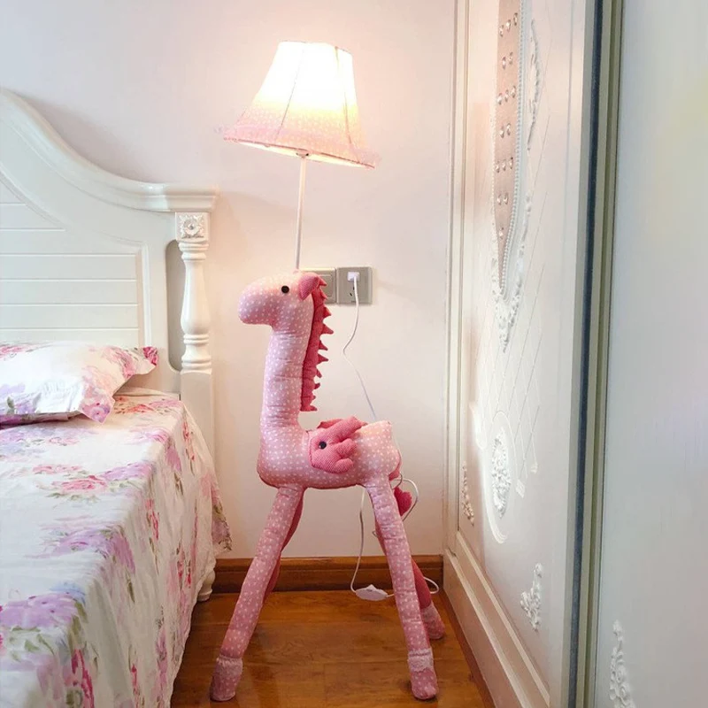 Flying Horse vloerverlichting cartoon 1-lichts staande lamp voor kinderkamer met tonvormige lampenkap roze Clearhalo