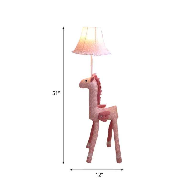 Flying Horse vloerverlichting cartoon 1-lichts staande lamp voor kinderkamer met tonvormige lampenkap roze Clearhalo