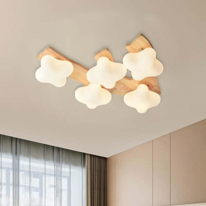 Foyer Pruimenbloesem Plafondlamp Matglas Creatief Beige & Wit LED-plafondmontagelicht Clearhalo