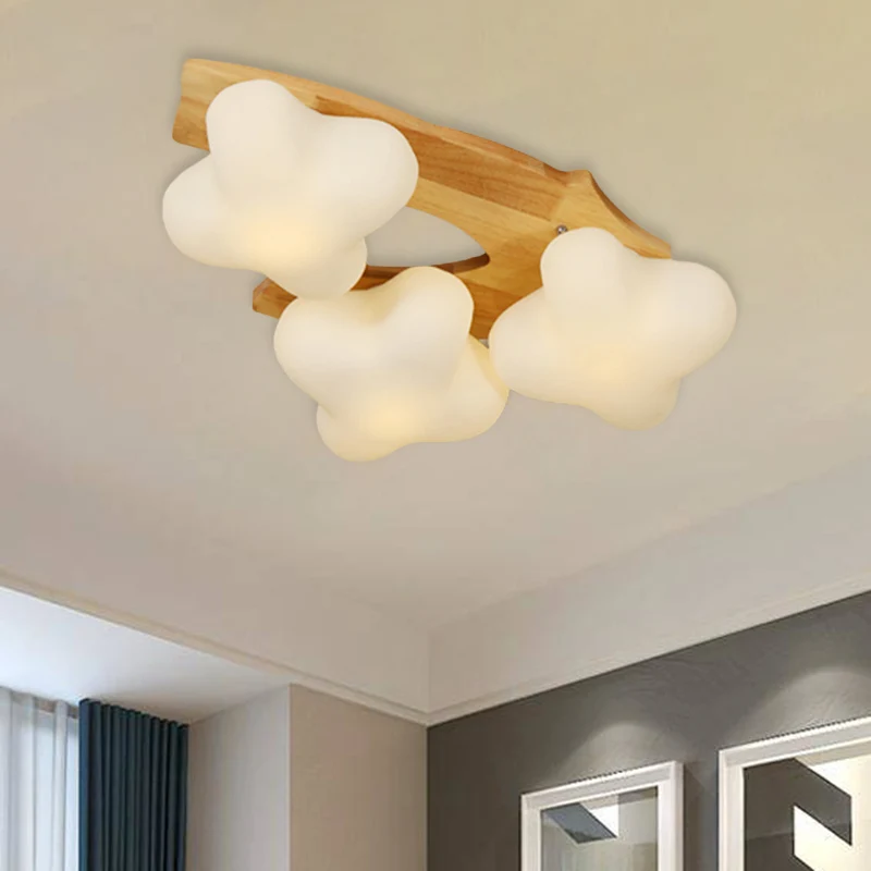 Foyer Pruimenbloesem Plafondlamp Matglas Creatief Beige & Wit LED-plafondmontagelicht Clearhalo