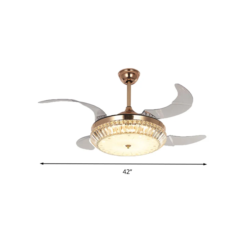 Frequentie Converteerbaar/Afstandsbediening/Wandbediening Drumventilator Licht Modern afgeschuind geslepen kristal LED Sem...