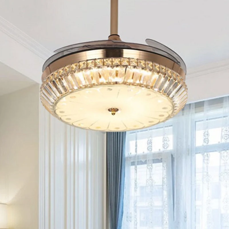 Frequentie Converteerbaar/Afstandsbediening/Wandbediening Drumventilator Licht Modern afgeschuind geslepen kristal LED Sem...
