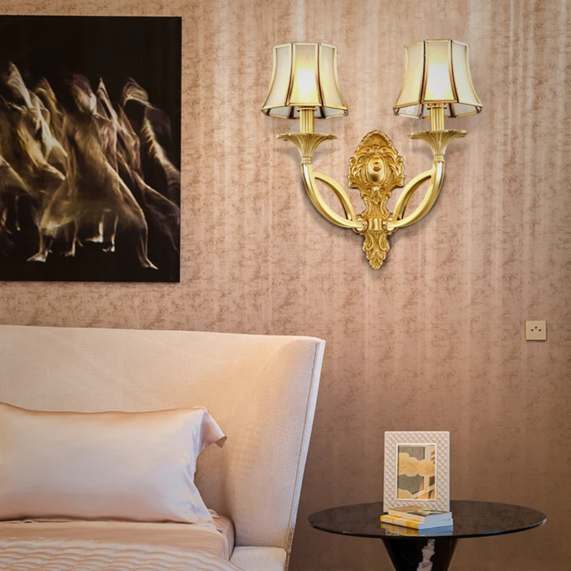 Frost Glass Flare-vormige wandgemonteerde lamp Klassieke gangwandverlichting goud Clearhalo