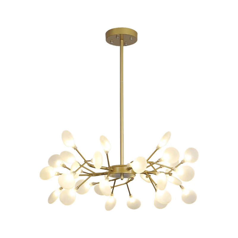 Frosted Flat Shade Plafondhanger Multi-Light Post Moderne Metalen Kroonluchter voor Zitkamer Clearhalo