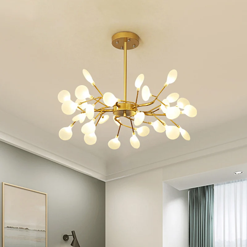 Frosted Flat Shade Plafondhanger Multi-Light Post Moderne Metalen Kroonluchter voor Zitkamer Clearhalo