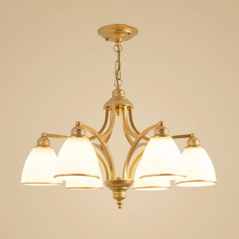 Frosted Glass Bell Shade Kroonluchter Hanglamp Vintage Woonkamer Hanglamp Clearhalo