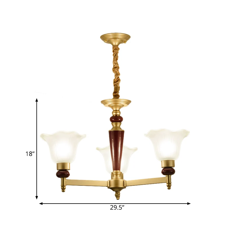 Frosted Glass Blossom Kroonluchter Lichte Rustieke Stijl 3/6/8 Lichten Woonkamer Ophanging Hanger Goud Clearhalo