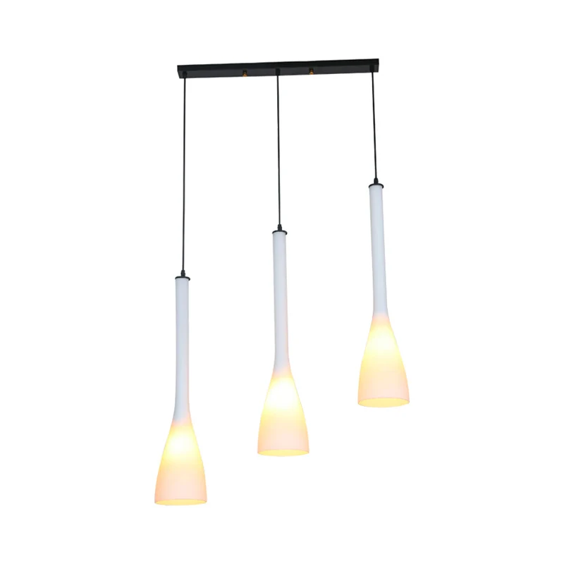 Frosted witte glazen trechter hanglamp, moderne 3-lamps multi-licht hanglamp boven eettafel Clearhalo