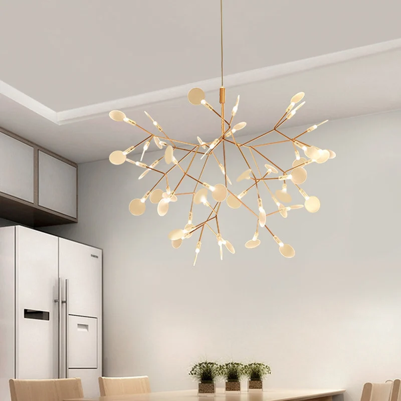 Gebladerte eetkamer hanglamp acryl eenvoud hangende kroonluchter goud Clearhalo