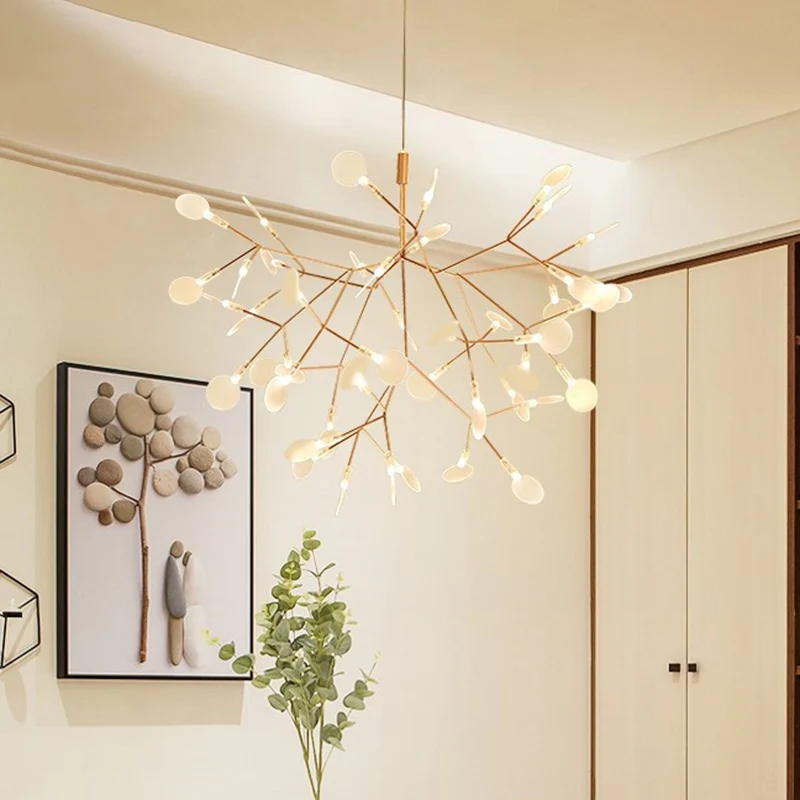 Gebladerte eetkamer hanglamp acryl eenvoud hangende kroonluchter goud Clearhalo