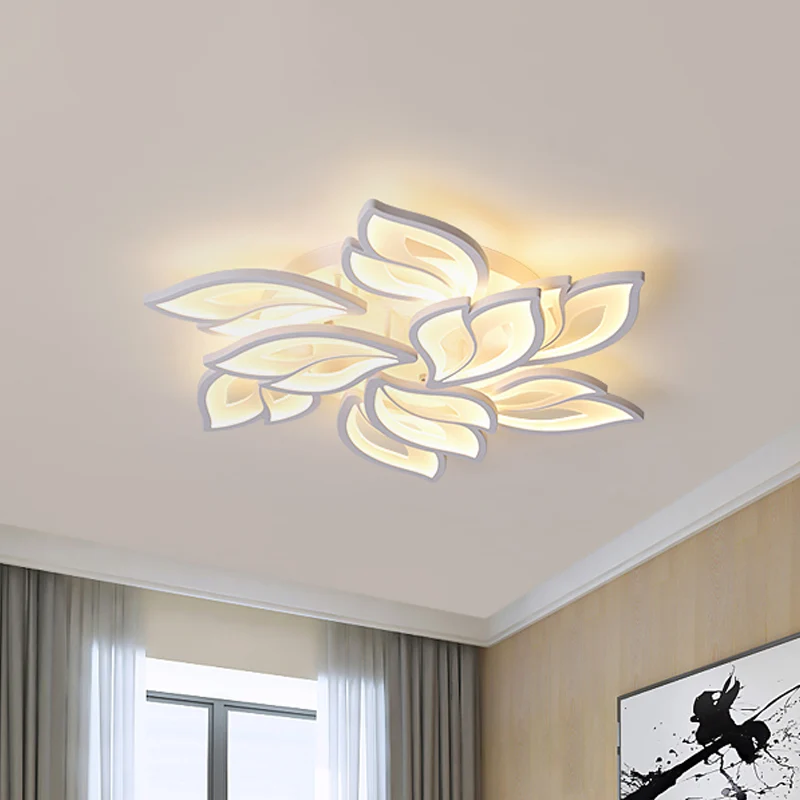 Gebladerte Slaapkamer Semi-gemonteerde Verlichting Acryl 9/12/15 Lichten Modern Dicht bij Plafondlamp Warm/Wit Licht Clear...