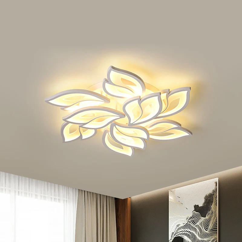 Gebladerte Slaapkamer Semi-gemonteerde Verlichting Acryl 9/12/15 Lichten Modern Dicht bij Plafondlamp Warm/Wit Licht Clear...