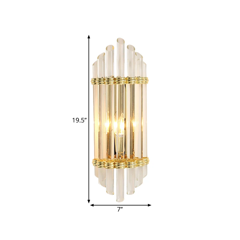 Gebogen kristallen buis wandmontage verlichting modernistische 2-lichts gouden wandkandelaar lamparmatuur Clearhalo