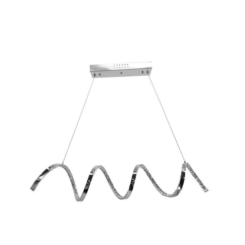 Gebogen kroonluchterlamp eigentijds kristal zilver LED hanglamp warm/wit licht voor restaurant Clearhalo