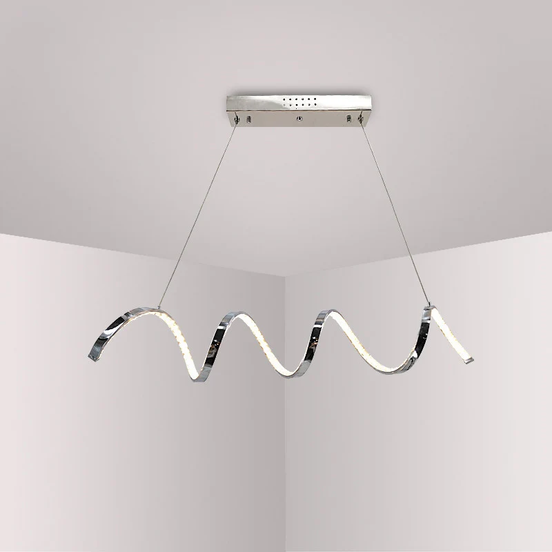Gebogen kroonluchterlamp eigentijds kristal zilver LED hanglamp warm/wit licht voor restaurant Clearhalo