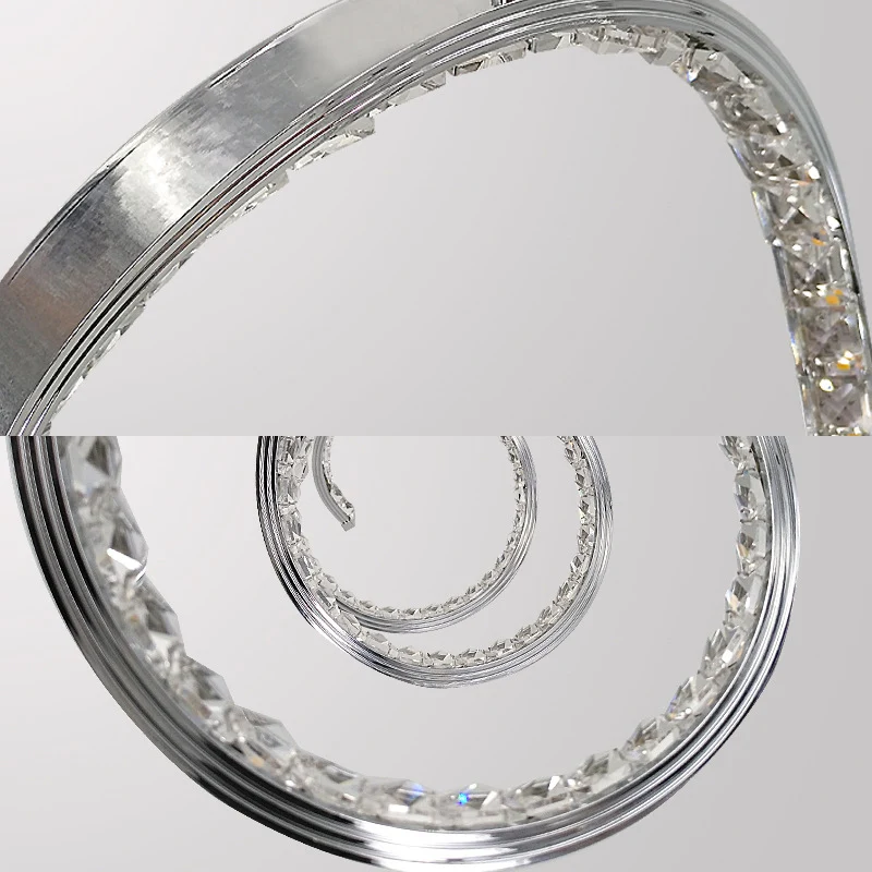 Gebogen kroonluchterlamp eigentijds kristal zilver LED hanglamp warm/wit licht voor restaurant Clearhalo