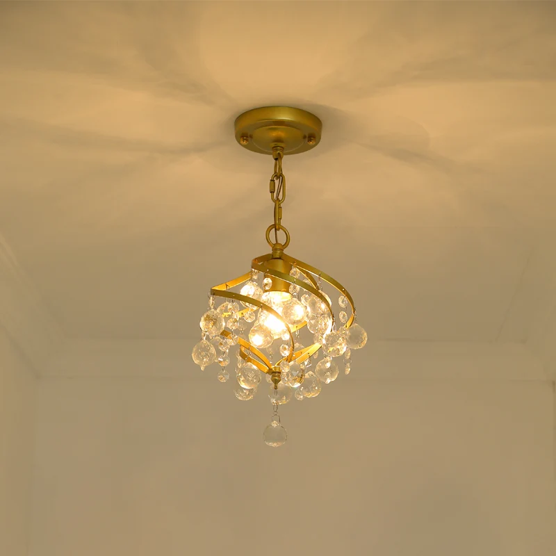 Gebogen metalen hanglamp Country 1 Head Corridor hanglamp met kristallen accent goud Clearhalo