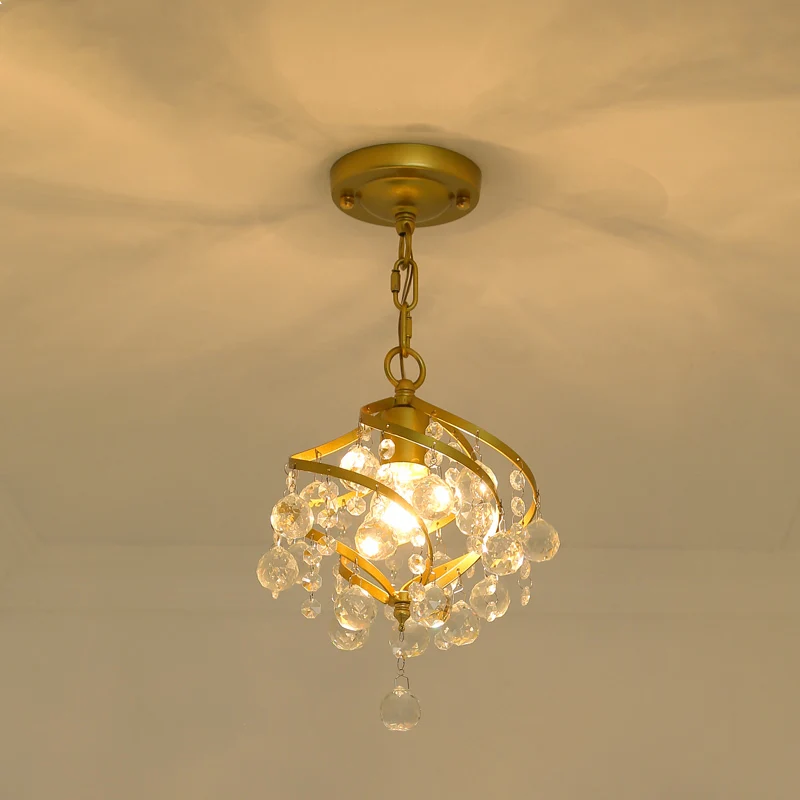 Gebogen metalen hanglamp Country 1 Head Corridor hanglamp met kristallen accent goud Clearhalo