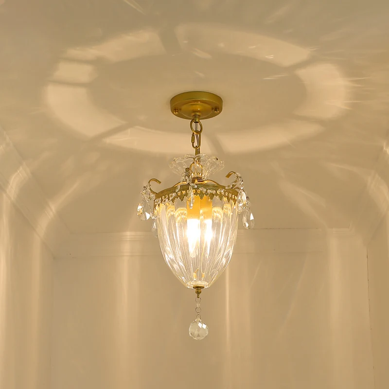 Gebogen metalen hanglamp Country 1 Head Corridor hanglamp met kristallen accent goud Clearhalo