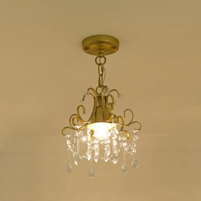 Gebogen metalen hanglamp Country 1 Head Corridor hanglamp met kristallen accent goud Clearhalo