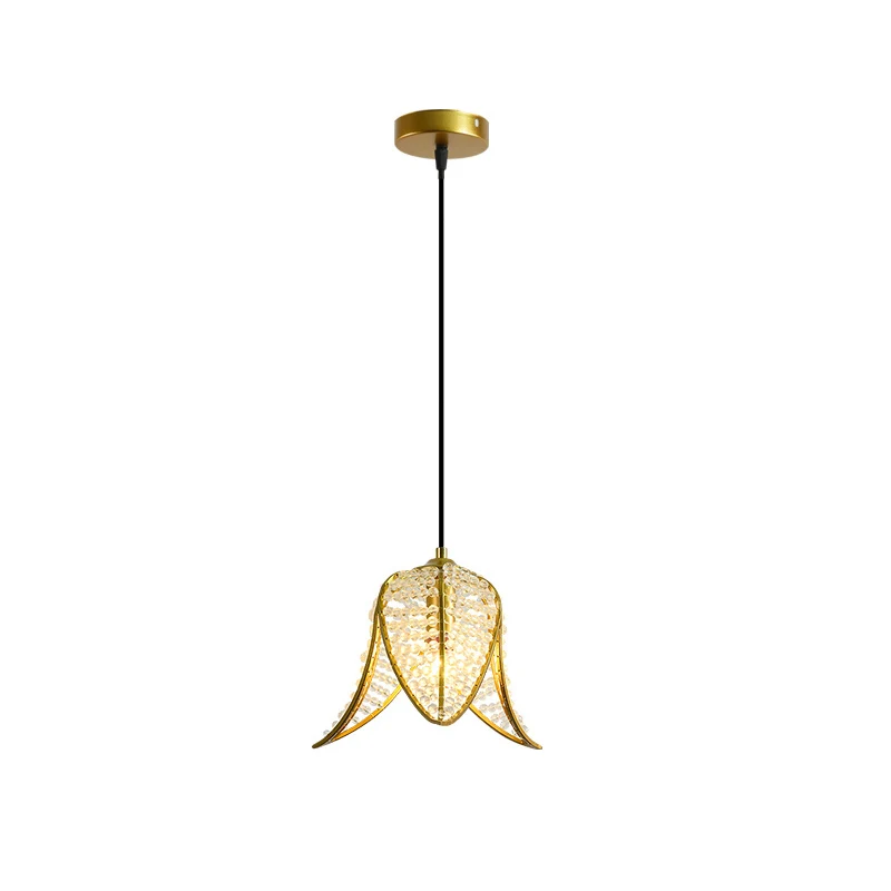 Gebogen metalen hanglamp Country 1 Head Corridor hanglamp met kristallen accent goud Clearhalo