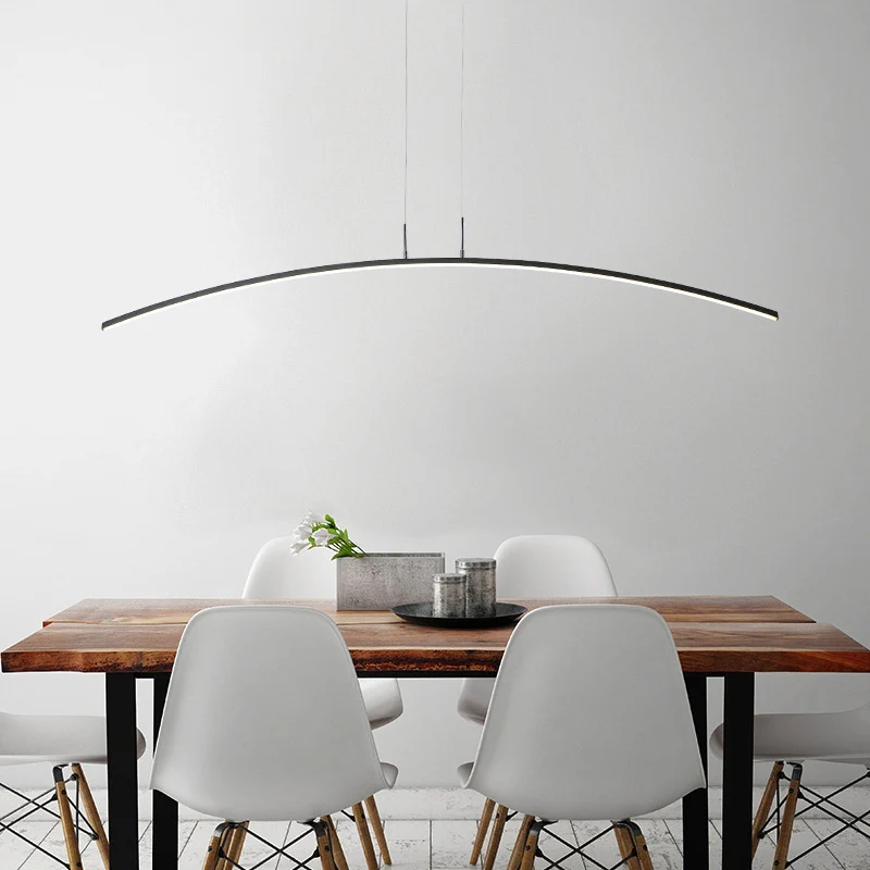 Gebogen vorm LED hanglamp Moderne acryl eetkamer hangende eilandverlichting Clearhalo