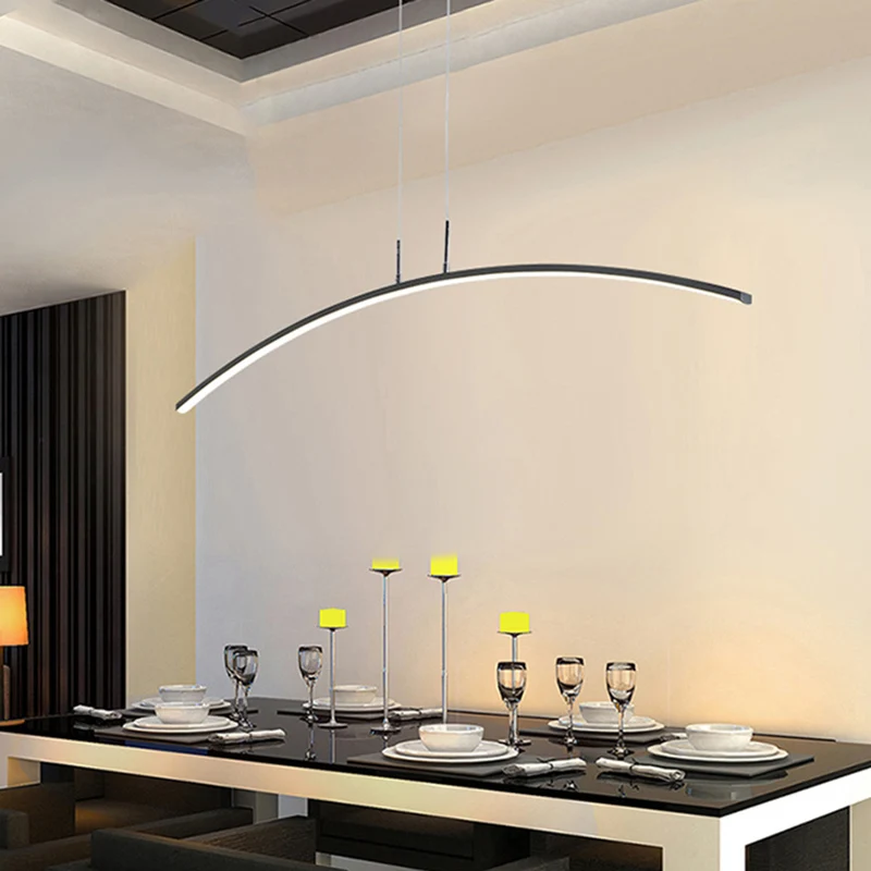 Gebogen vorm LED hanglamp Moderne acryl eetkamer hangende eilandverlichting Clearhalo