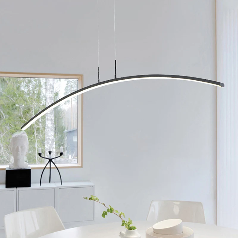 Gebogen vorm LED hanglamp Moderne acryl eetkamer hangende eilandverlichting Clearhalo