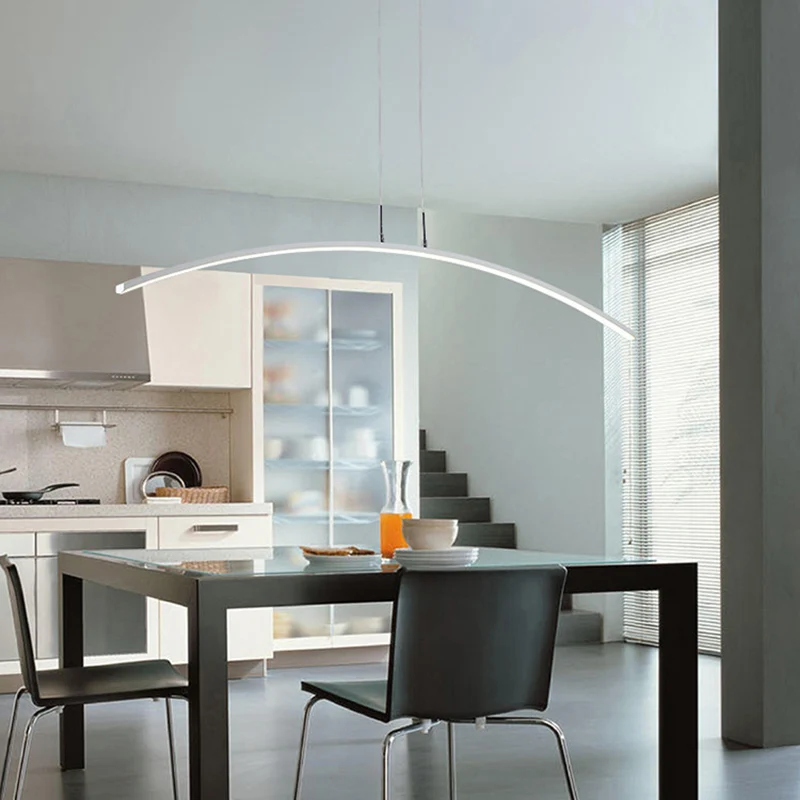 Gebogen vorm LED hanglamp Moderne acryl eetkamer hangende eilandverlichting Clearhalo