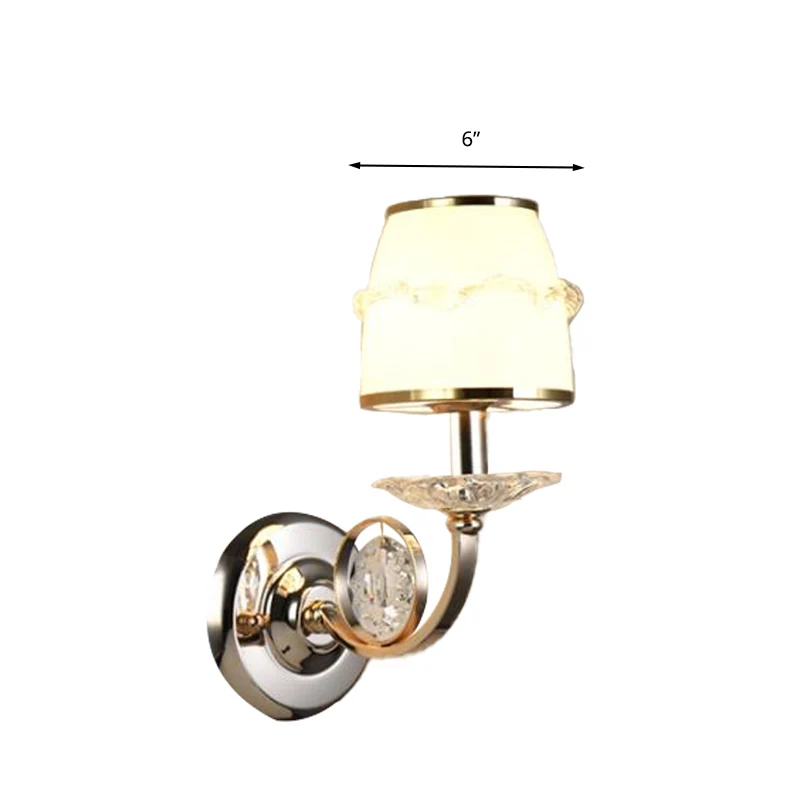 Gebogen wandlamp met 1/2 lamp Traditionele witte metalen LED-wandlamp met kristallen accent Clearhalo