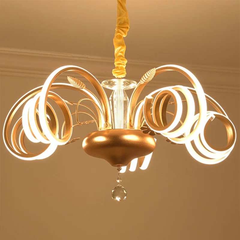 Gebogen woonkamerkroonluchter acryl led modernistische hanglamp rosé goud, wit licht Clearhalo