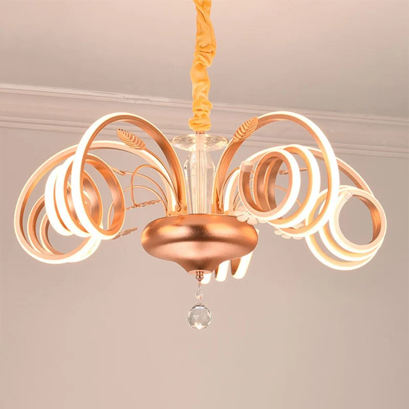 Gebogen woonkamerkroonluchter acryl led modernistische hanglamp rosé goud, wit licht Clearhalo