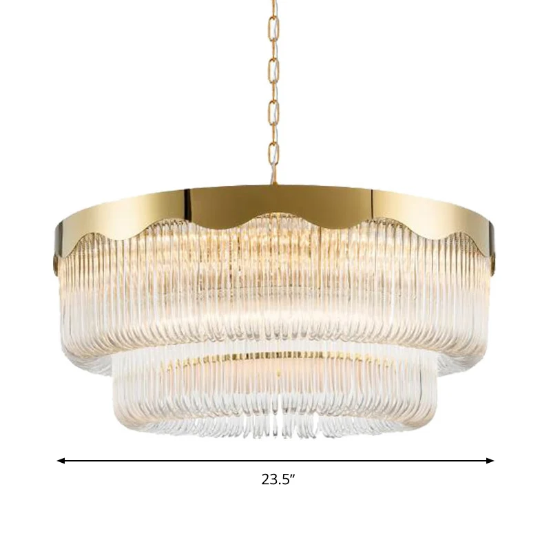 Gecanneleerd kristal 2 lagen hangende hanglamp postmodern 8 hoofden woonkamer kroonluchter verlichting goud Clearhalo