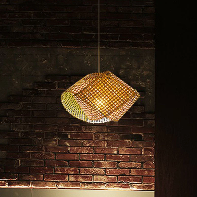Gedraaide Bamboe Plafondlamp Aziatische Stijl 1 Lamp Houten Hanglamp Voor Restaurant Clearhalo