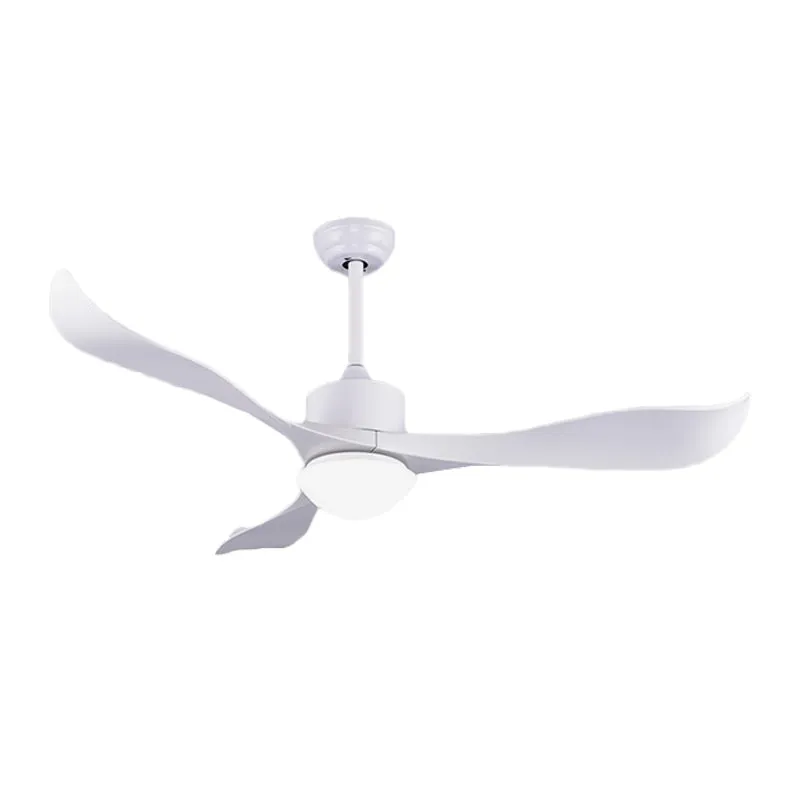 52" W 3 gedraaide bladen ventilatorlamp Minimalistisch metaal Wit LED semi-inbouw plafondlamp met melkglazen kap Clearhalo