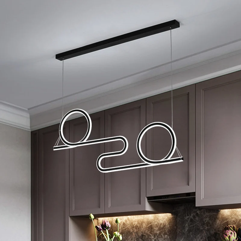 Gedraaide eetkamer hanglamp acryl LED eigentijdse plafondophanglamp zwart Clearhalo