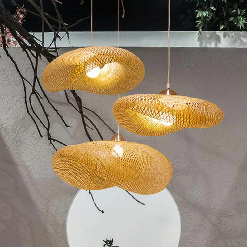 Gedraaide hanglamp eigentijds bamboe restaurant hanglamp met één lamp hout Clearhalo