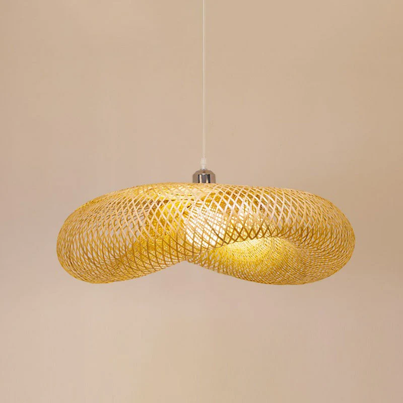 Gedraaide hanglamp eigentijds bamboe restaurant hanglamp met één lamp hout Clearhalo
