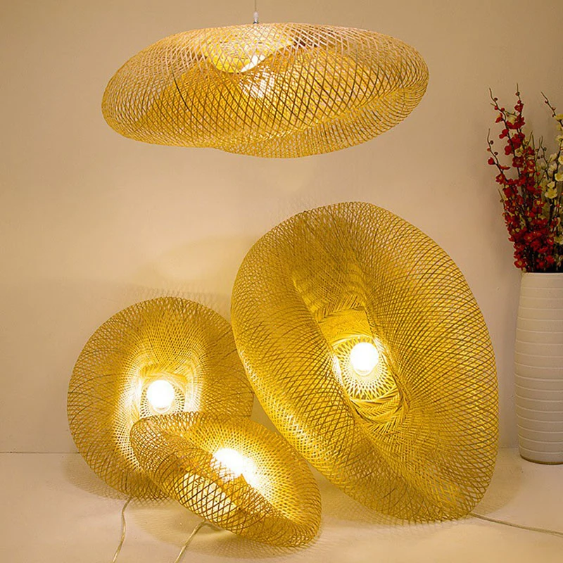 Gedraaide hanglamp eigentijds bamboe restaurant hanglamp met één lamp hout Clearhalo