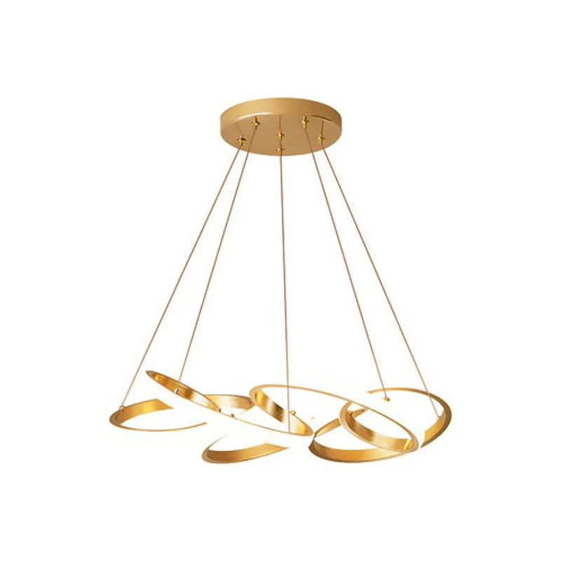 Gedraaide ronde eetkamer hanglamp Metalen LED modernistische plafondkroonluchter goud, warm/wit licht Clearhalo