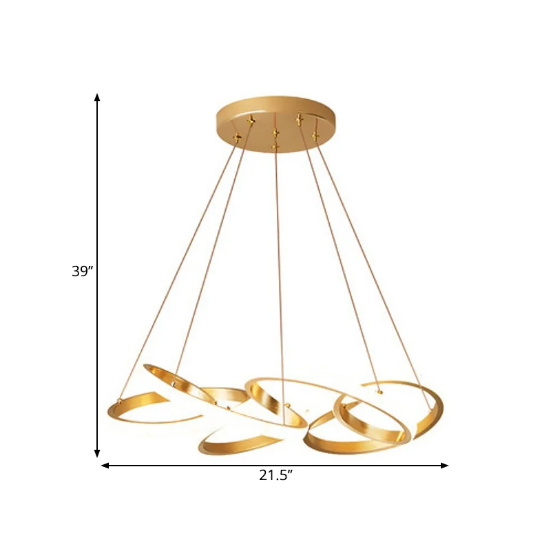 Gedraaide ronde eetkamer hanglamp Metalen LED modernistische plafondkroonluchter goud, warm/wit licht Clearhalo