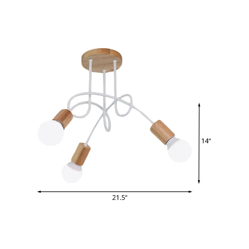 Gedraaide semi-inbouwlamp Moderne houten kale lamp-plafondverlichting voor slaapkamer Clearhalo