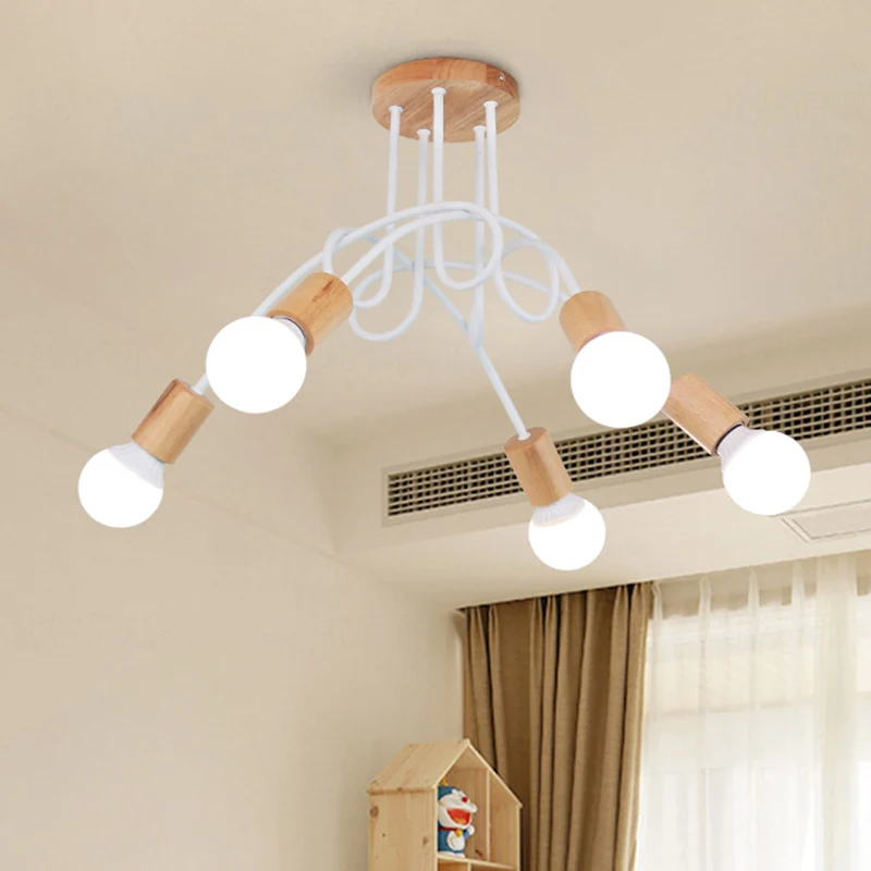 Gedraaide semi-inbouwlamp Moderne houten kale lamp-plafondverlichting voor slaapkamer Clearhalo