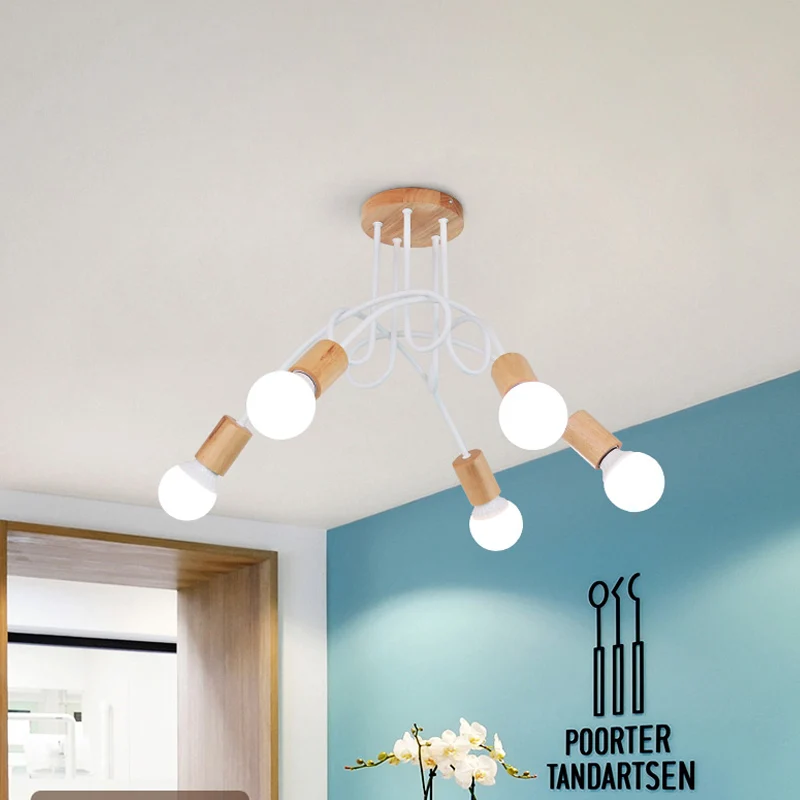 Gedraaide semi-inbouwlamp Moderne houten kale lamp-plafondverlichting voor slaapkamer Clearhalo