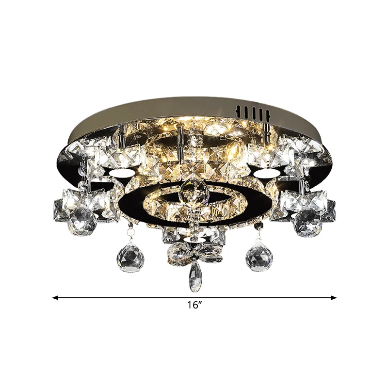 Gefacetteerde Crystal Star semi-inbouwlamp Eenvoud LED-plafondinbouw chroom, warm/wit licht Clearhalo