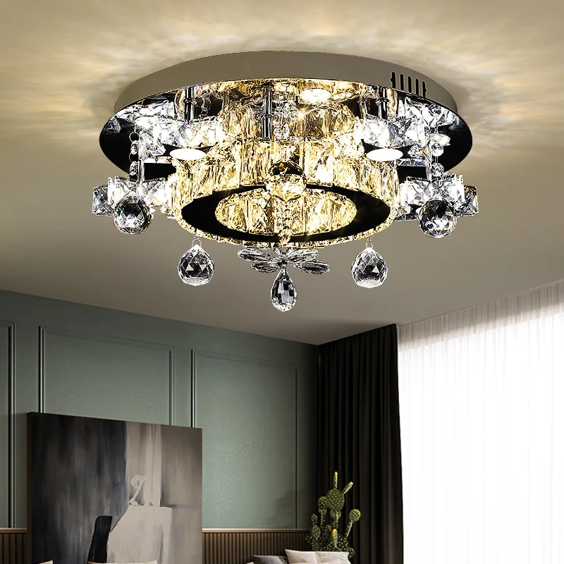 Gefacetteerde Crystal Star semi-inbouwlamp Eenvoud LED-plafondinbouw chroom, warm/wit licht Clearhalo