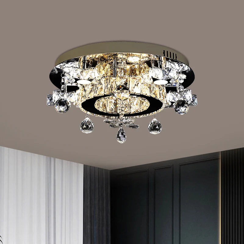 Gefacetteerde Crystal Star semi-inbouwlamp Eenvoud LED-plafondinbouw chroom, warm/wit licht Clearhalo
