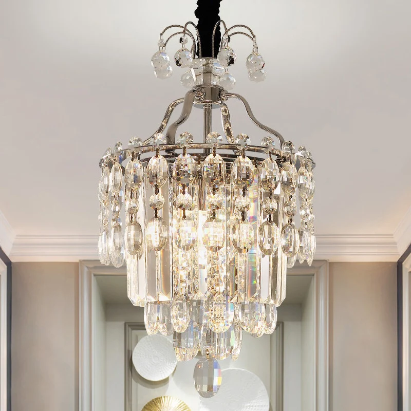 Gefacetteerde geslepen kristallen chroom hanglamp gelaagde 3 lampen moderne kroonluchter hanglamp Clearhalo